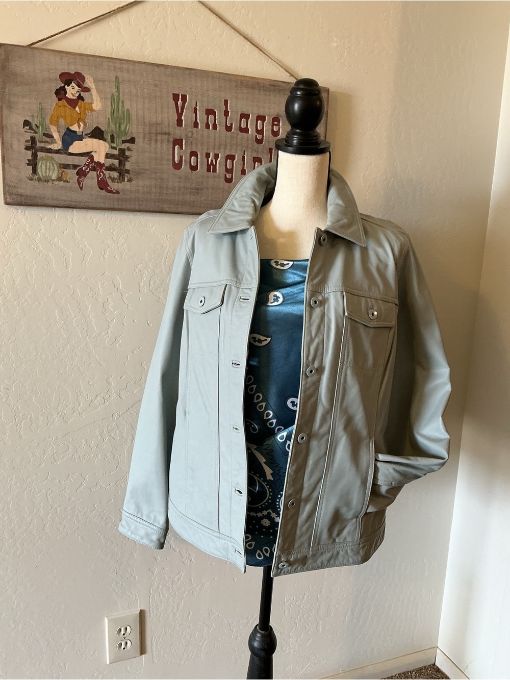Denim&Co Light Gray Leather Jacket